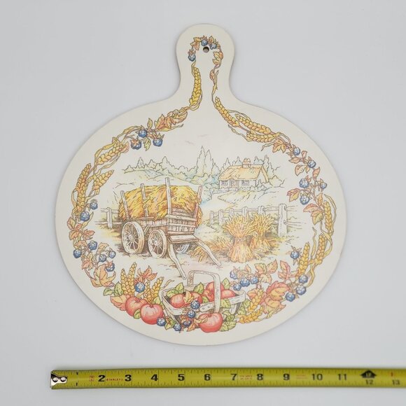 VTG Cloverleaf Melamine Chopping Board Harvest Cart Pumpkins Scene  NWT - Picture 7 of 8